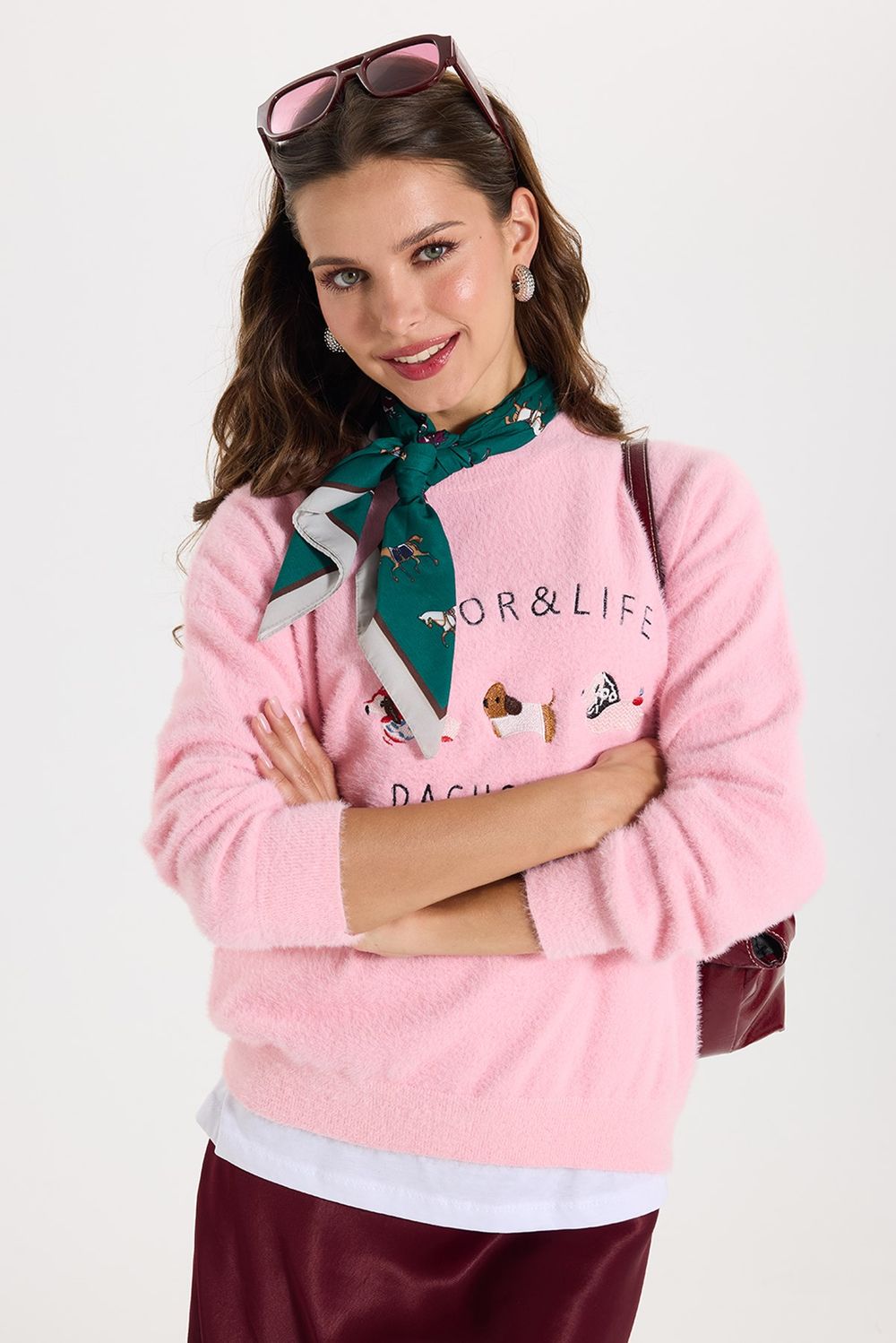 KADIN OVERSIZE NAKIŞLI ERN-8390 BLUZ  KAZAK