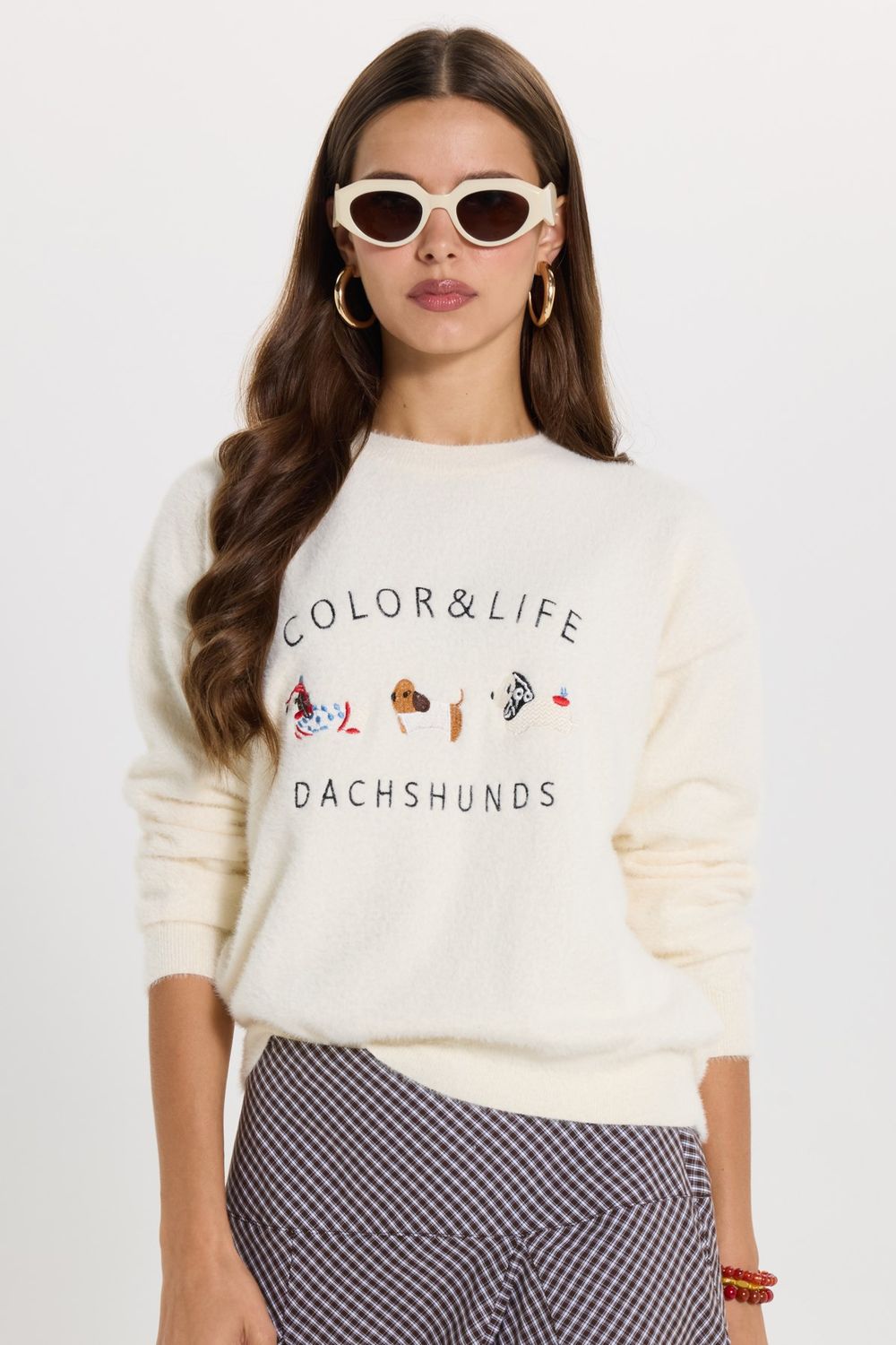 KADIN OVERSIZE NAKIŞLI ERN-8390 BLUZ  KAZAK