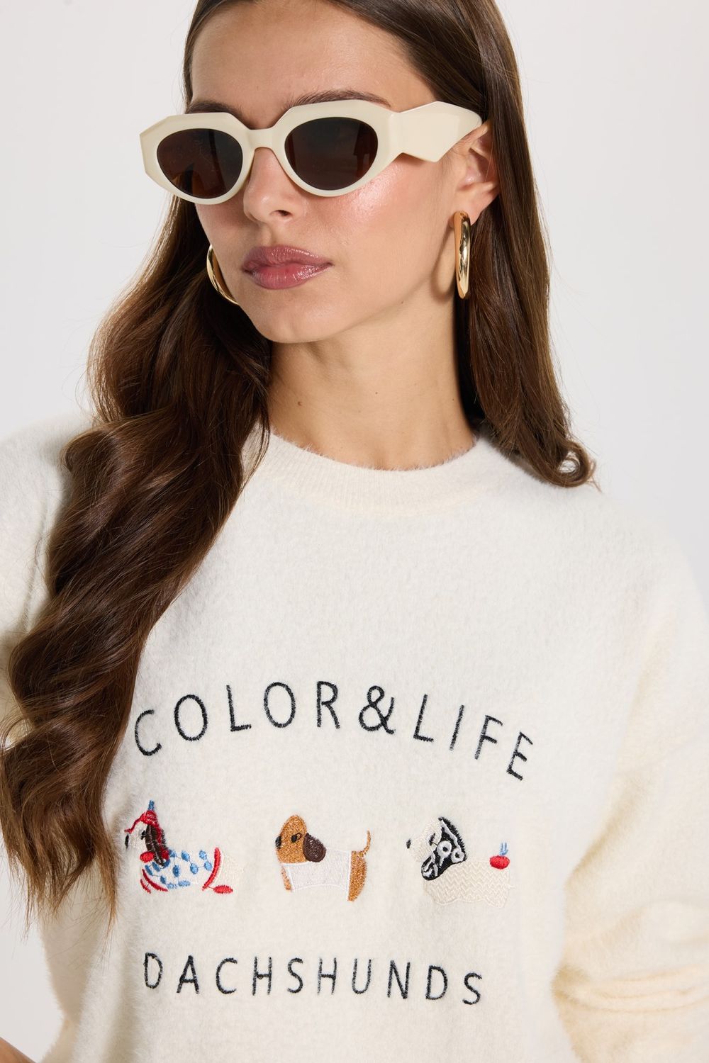 KADIN OVERSIZE NAKIŞLI ERN-8390 BLUZ  KAZAK