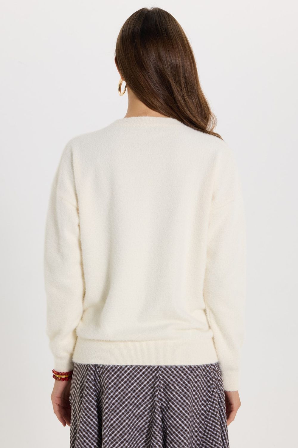 KADIN OVERSIZE NAKIŞLI ERN-8390 BLUZ  KAZAK