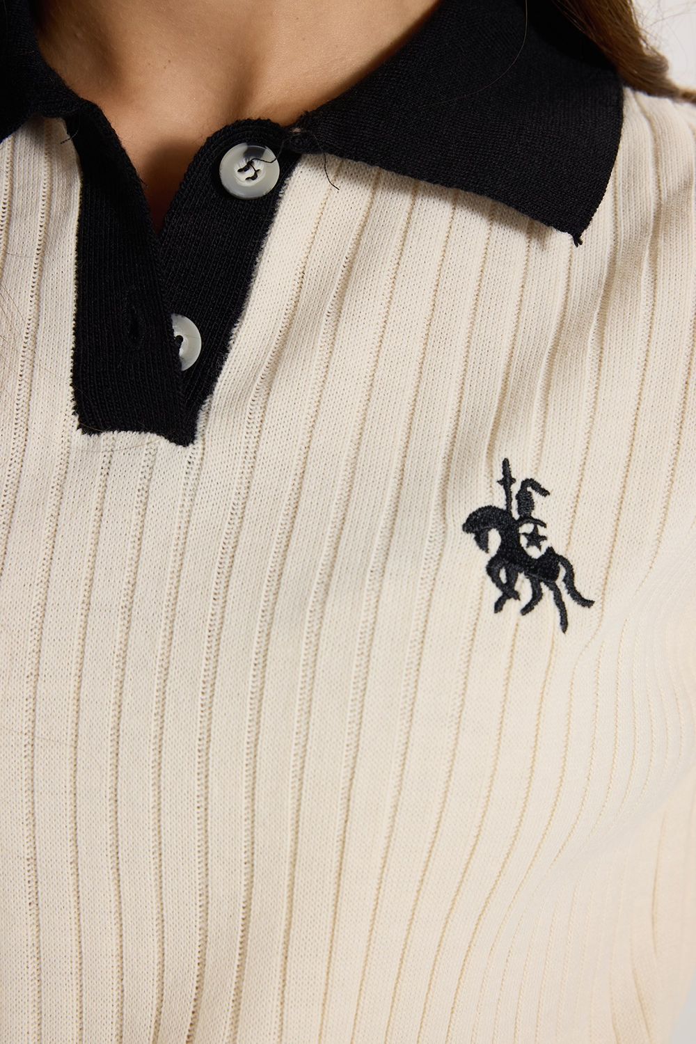 KADIN  POLO YAKA NAKIŞLI  MSF-1482  KAZAK