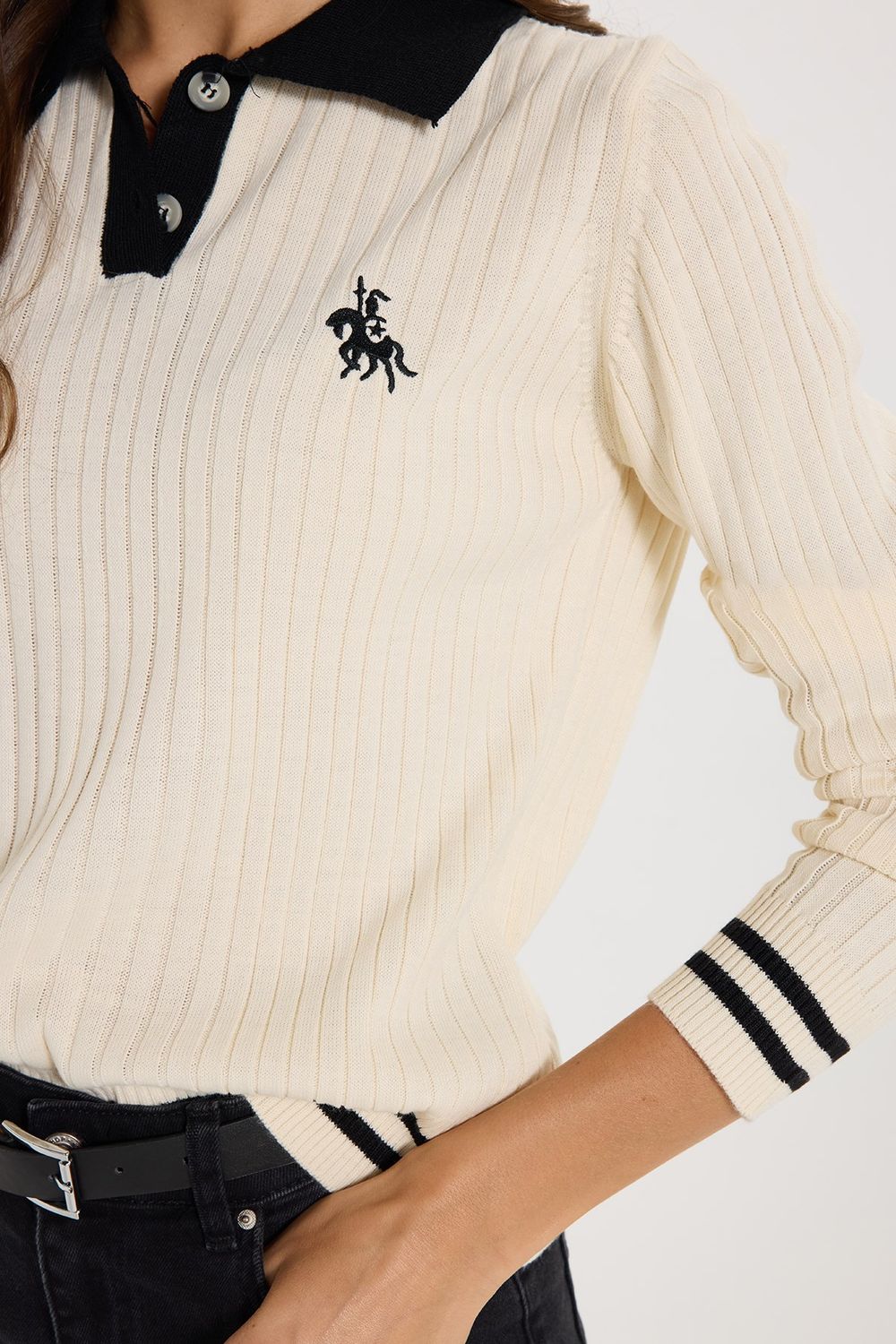 KADIN  POLO YAKA NAKIŞLI  MSF-1482  KAZAK
