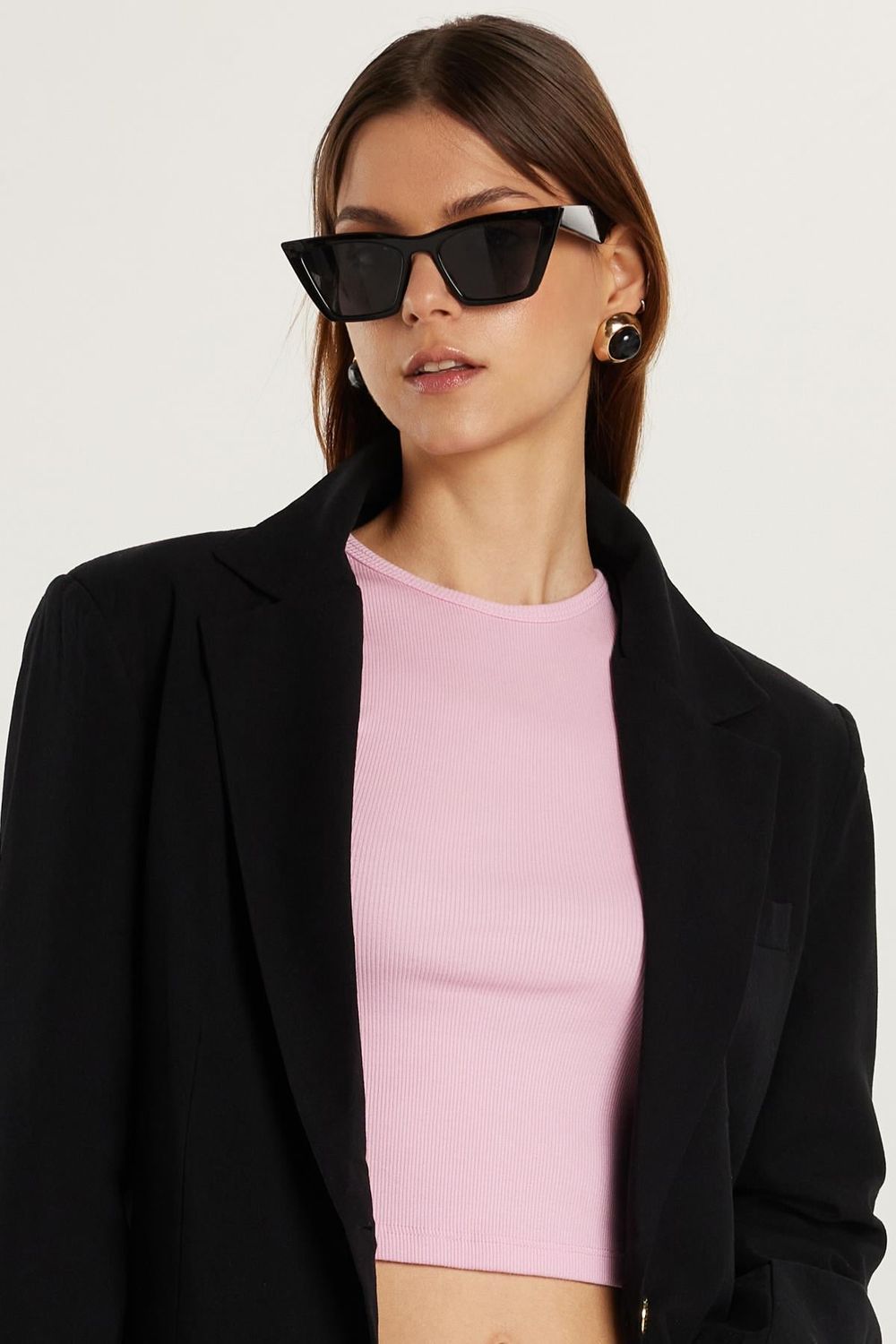 Kadın Slim Fit Dar Kesim Mono Yaka Torba Cep Vatkalı Siyah Ceket