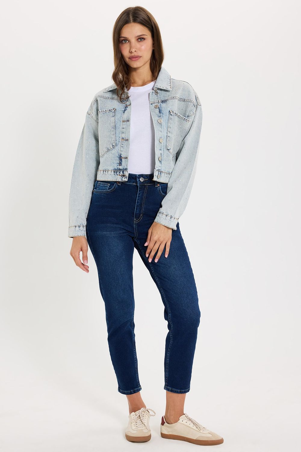 KADIN TAŞLI SERPME 5038 DENIM CEKET