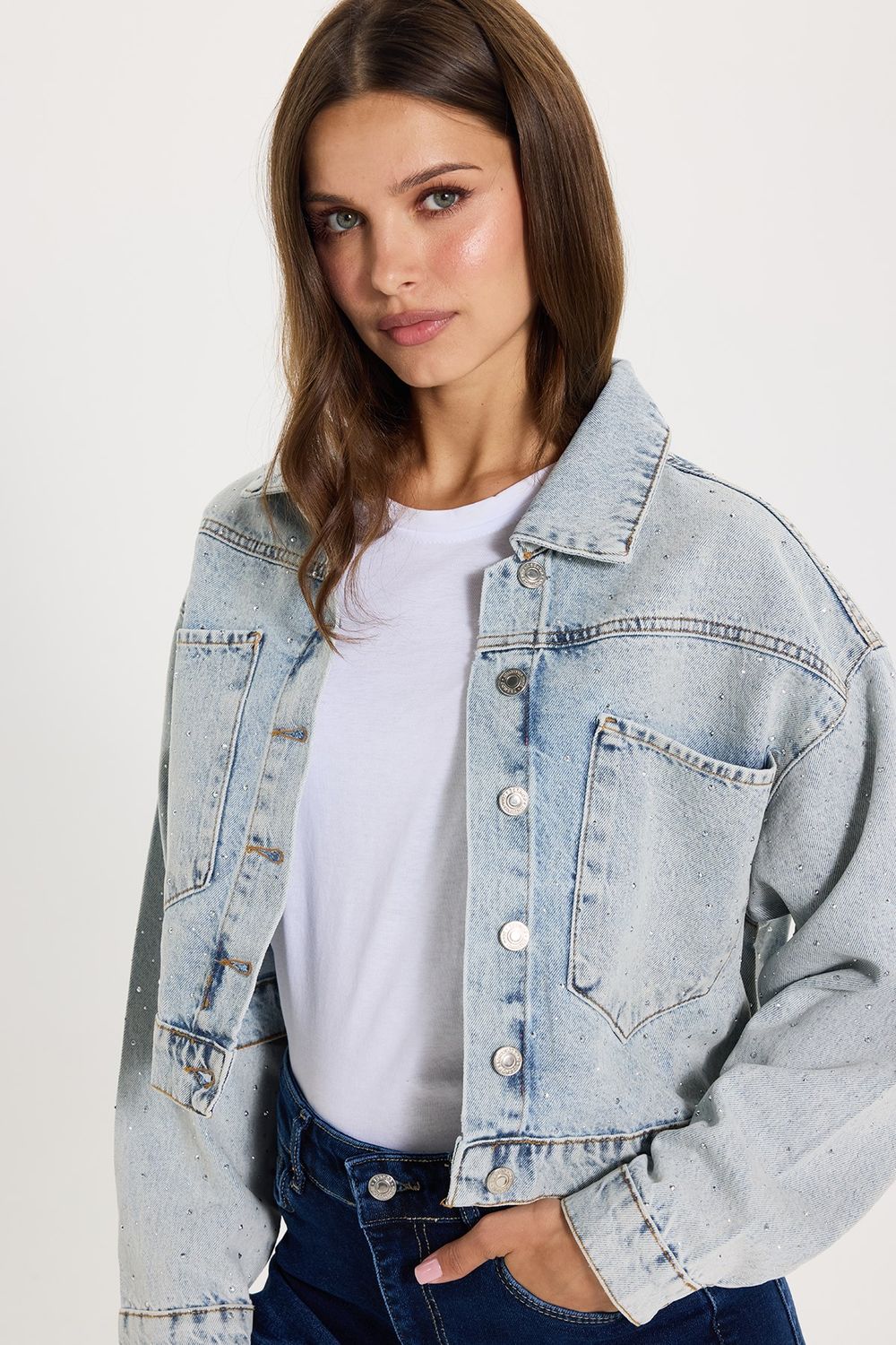 KADIN TAŞLI SERPME 5038 DENIM CEKET