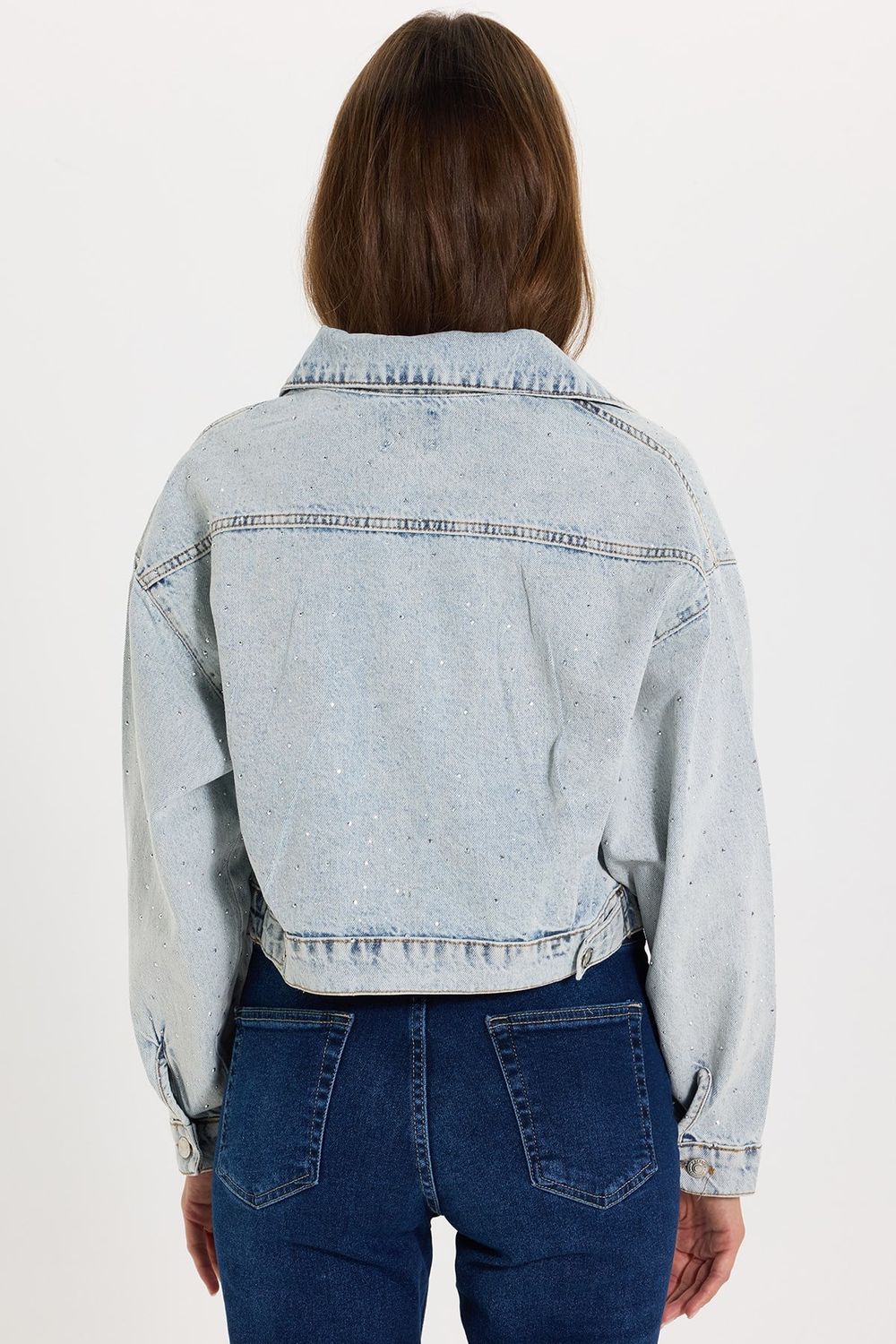 KADIN TAŞLI SERPME 5038 DENIM CEKET