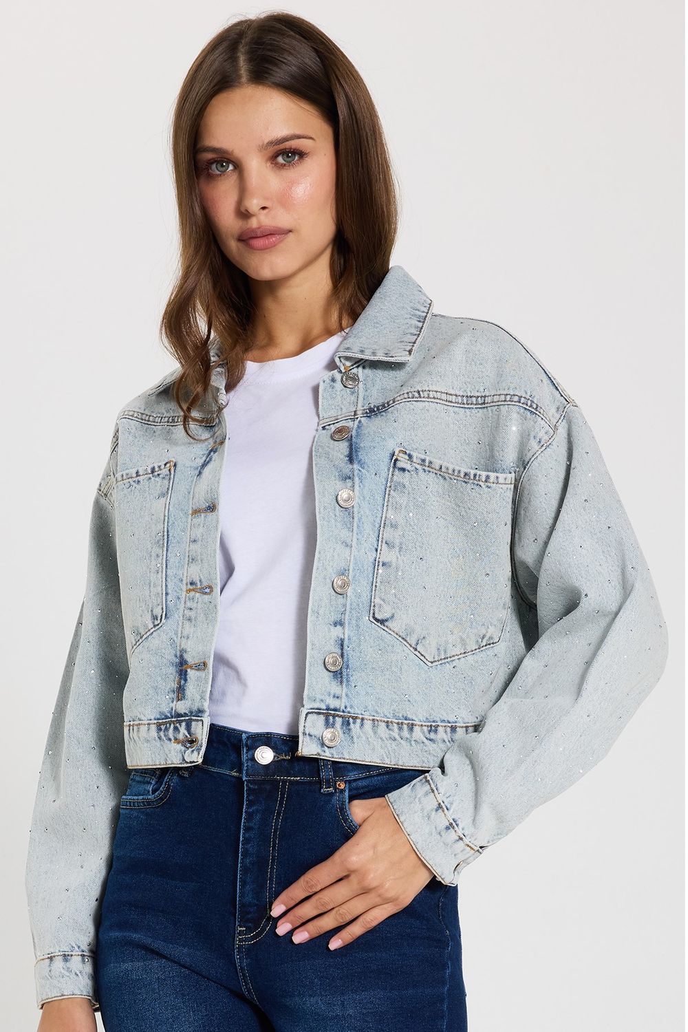 KADIN TAŞLI SERPME 5038 DENIM CEKET