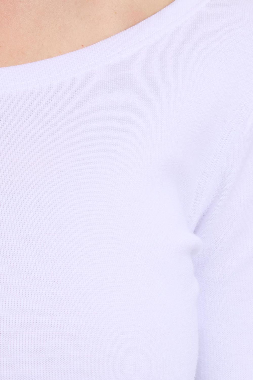 Kadın Slim Fit Dar Kesim Pamuklu Modal Kumaş Uzun Kollu Kayık Yaka Beyaz Bluz