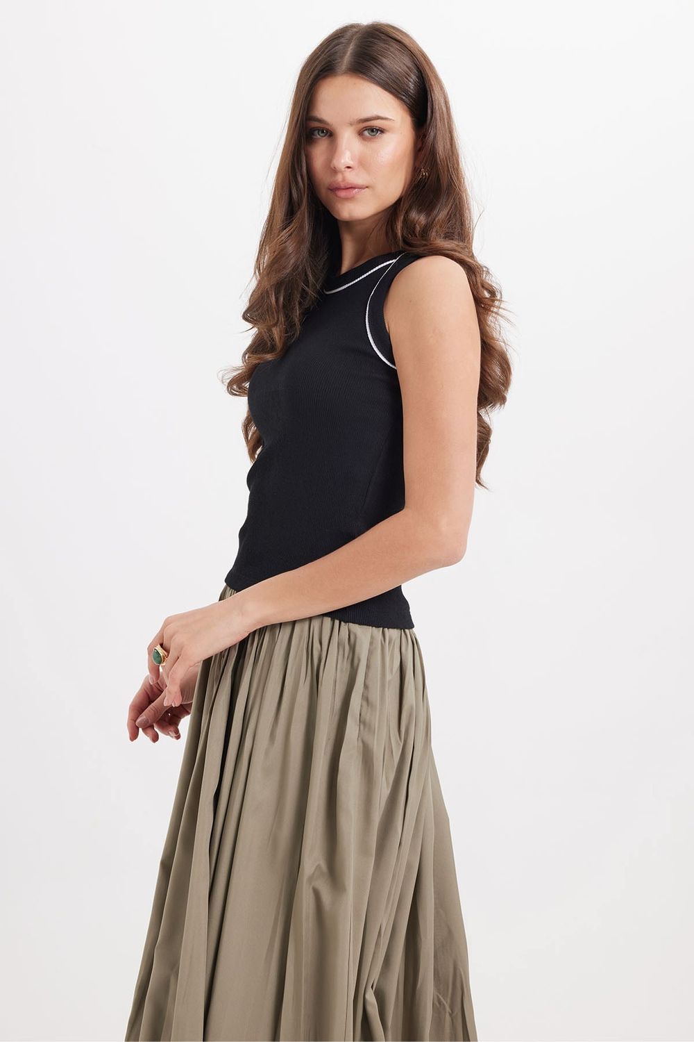 KADIN ASKILI ÇİZGİLİ BİYELİ GF CROP ATLET