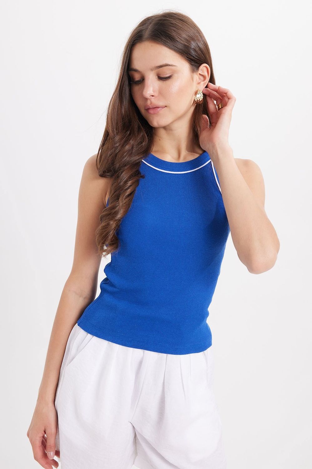 KADIN ASKILI ÇİZGİLİ BİYELİ GF CROP ATLET