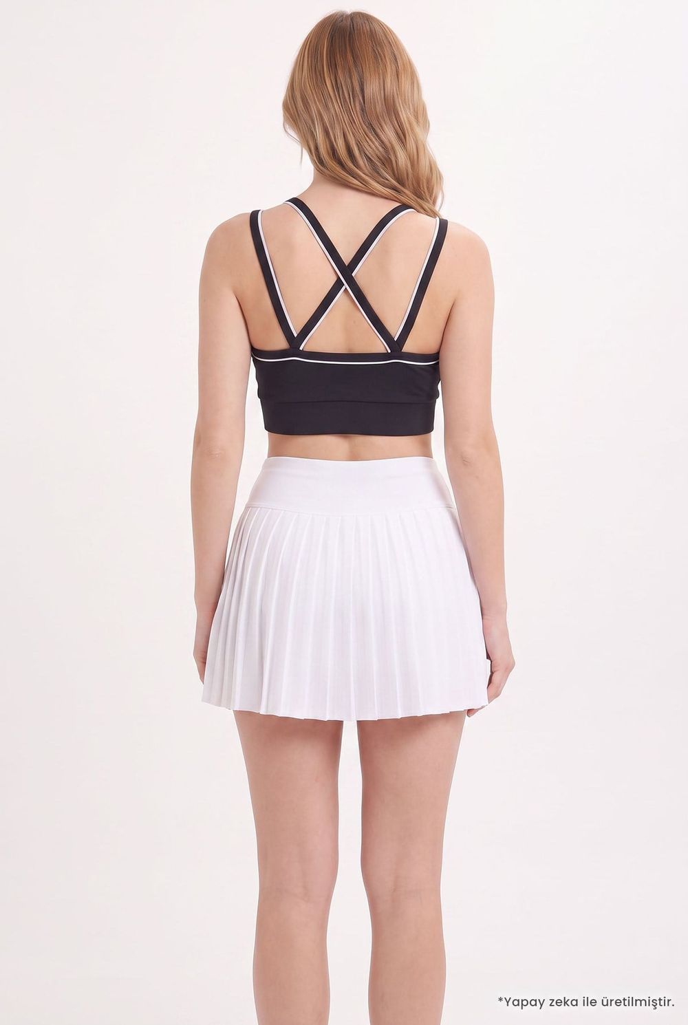 Kadın Slim Fit Dar Kesim Çapraz Bağlamalı Askılı V Yaka Siyah Crop 