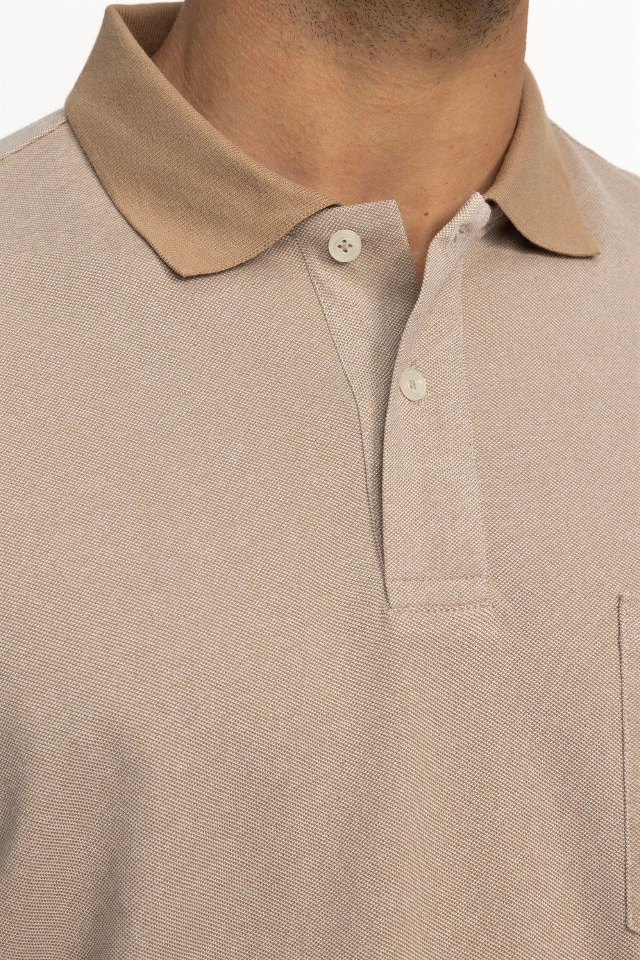 Erkek Polo Yaka Klasik Fit Düz Pamuklu Cepli Pike Tişört