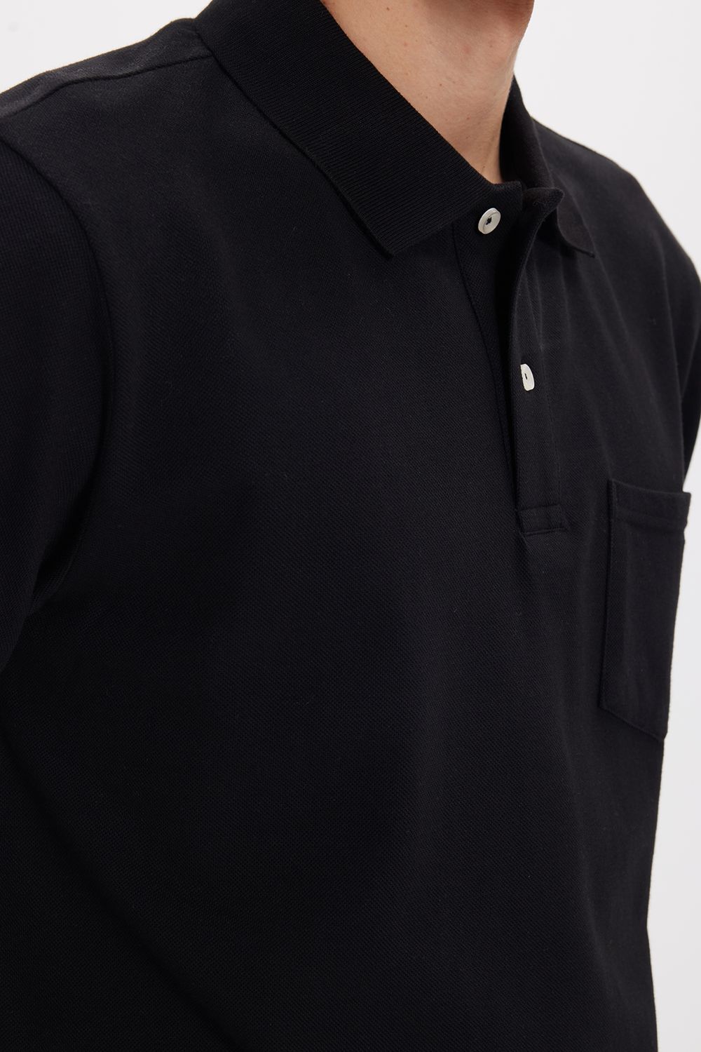 Erkek Regular Fit Klasik Kesim %100 Pamuk Düz Pike Siyah Polo Yaka Tişört