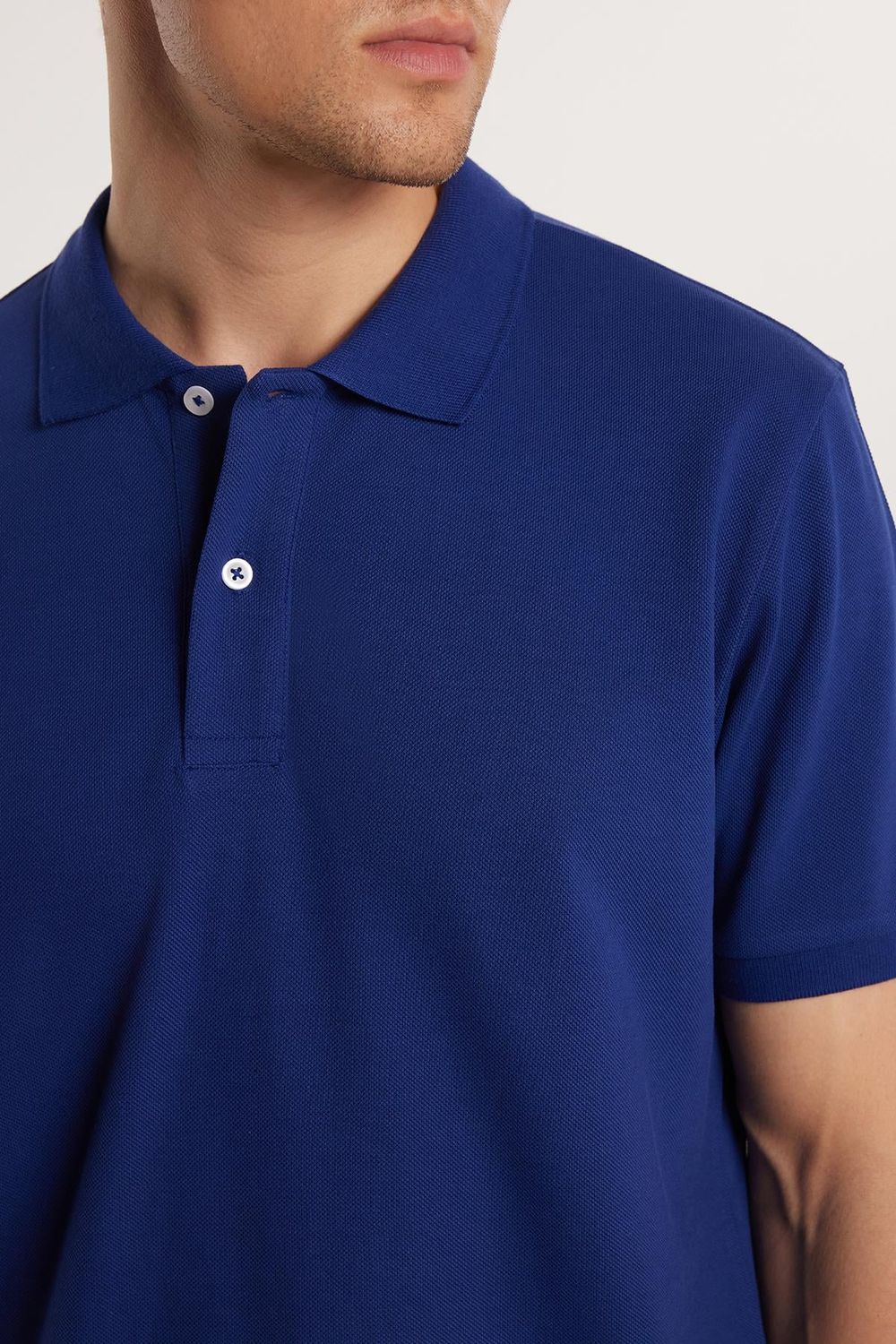 Erkek Regular Fit Klasik Kesim %100 Pamuk Düz Pike Lacivert Polo Yaka Tişört