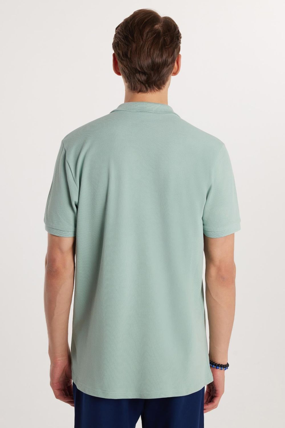 Erkek Regular Fit Klasik Kesim %100 Pamuk Düz Pike Mint Polo Yaka Tişört