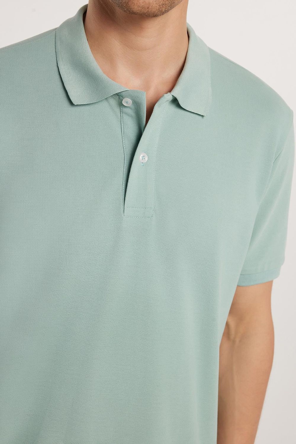 Erkek Regular Fit Klasik Kesim %100 Pamuk Düz Pike Mint Polo Yaka Tişört