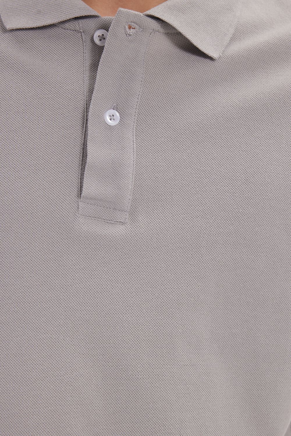 Erkek Regular Fit Klasik Kesim %100 Pamuk Düz Pike Gri Polo Yaka Tişört