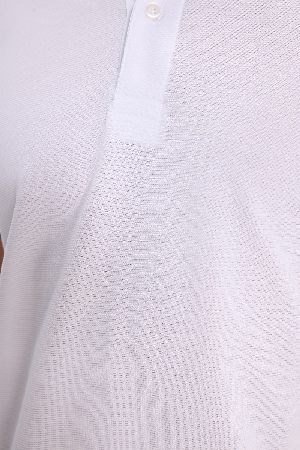 Erkek Regular Fit Rahat Kesim %100 Pamuk Kısa Kollu Çizgi Detaylı Beyaz Polo Yaka Tişört