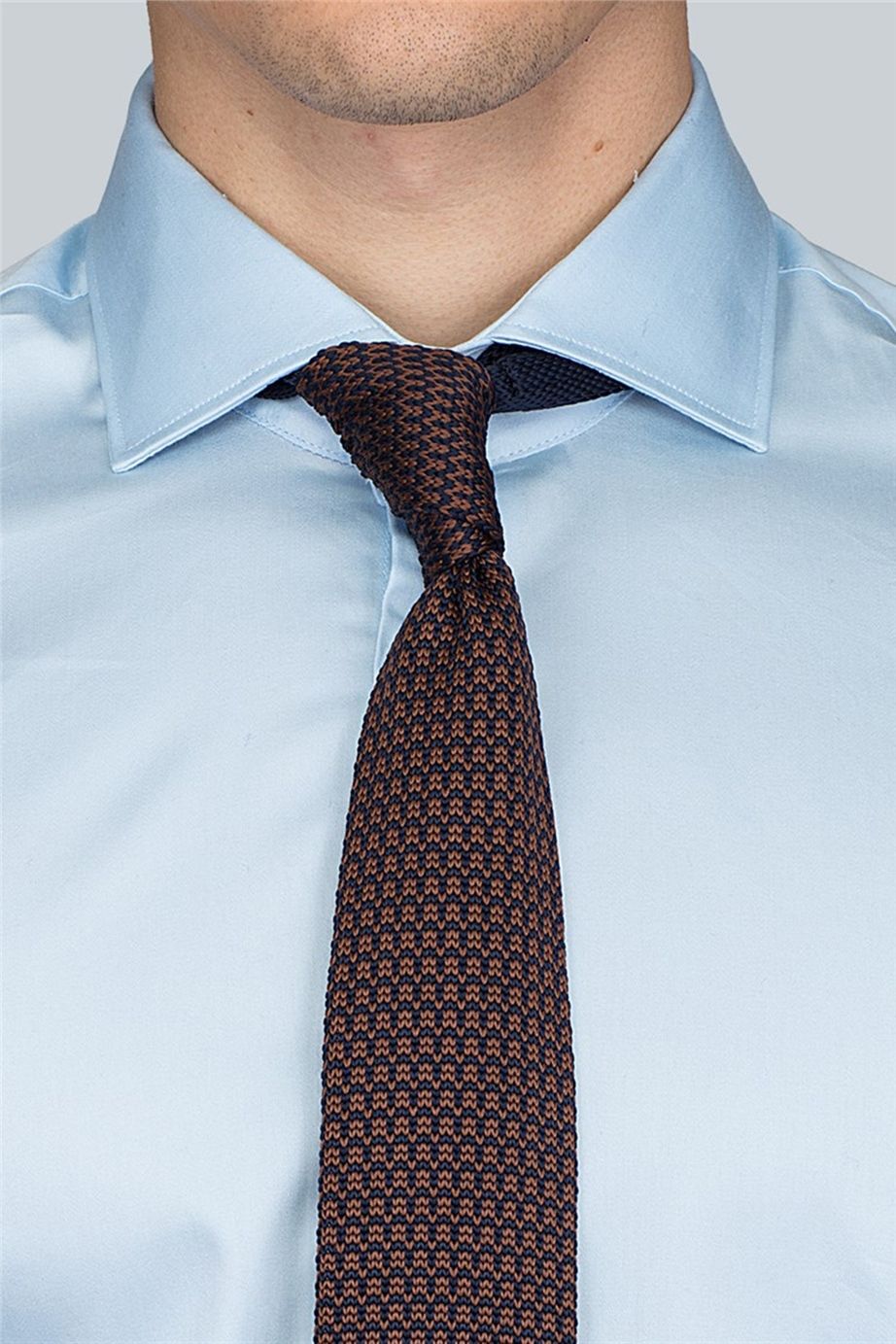 Slim Fit Dar Kesim Pamuk Saten, Erkek Gömlek