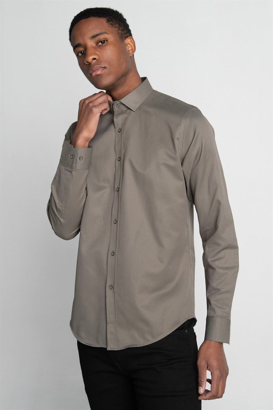 Slim Fit Armürlü Erkek Gömlek