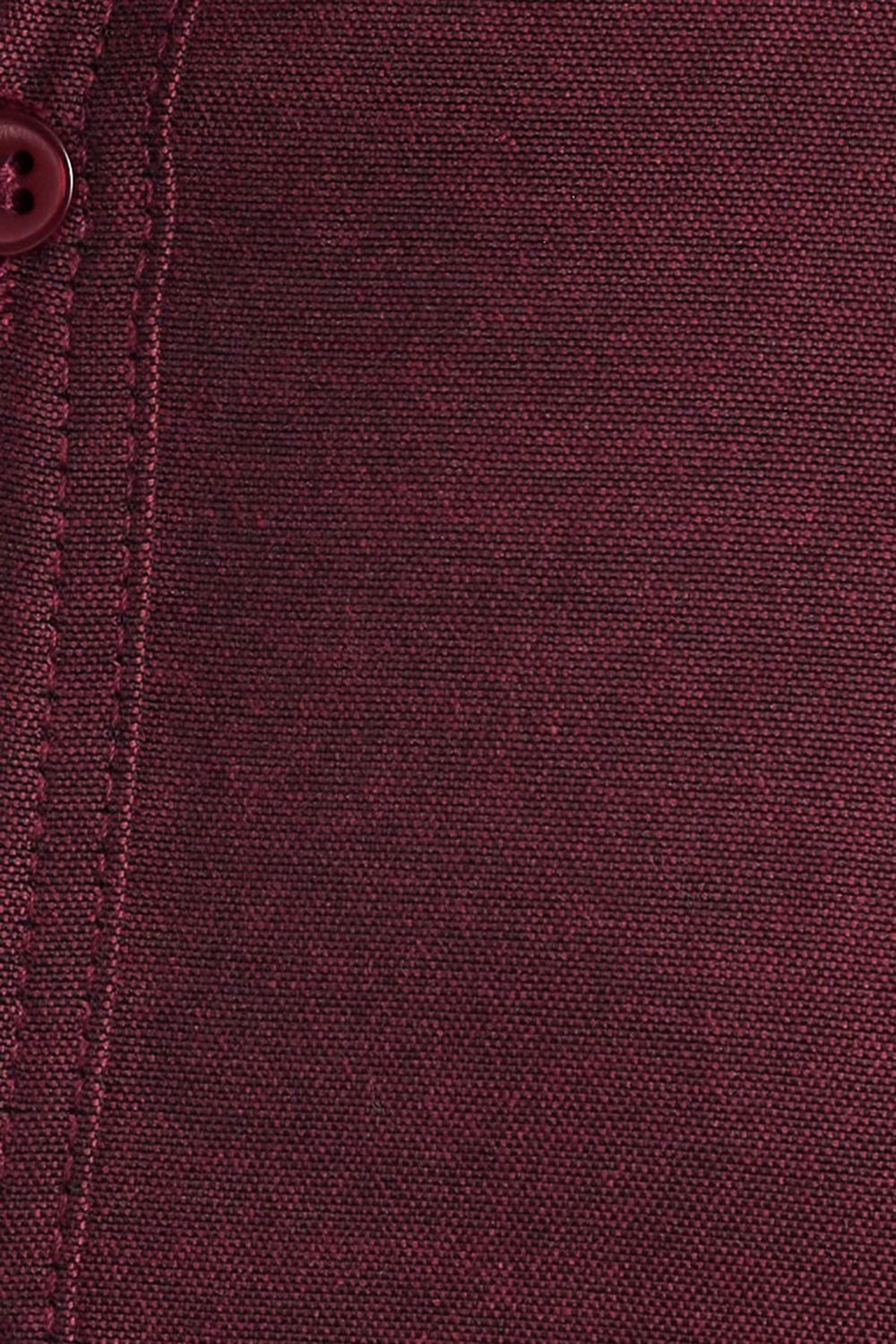Erkek Slim Fit Dar Kesim Uzun Kollu Pamuklu Oxford Doku Kolay Ütülenebilir Bordo Düğmeli Yaka Gömlek