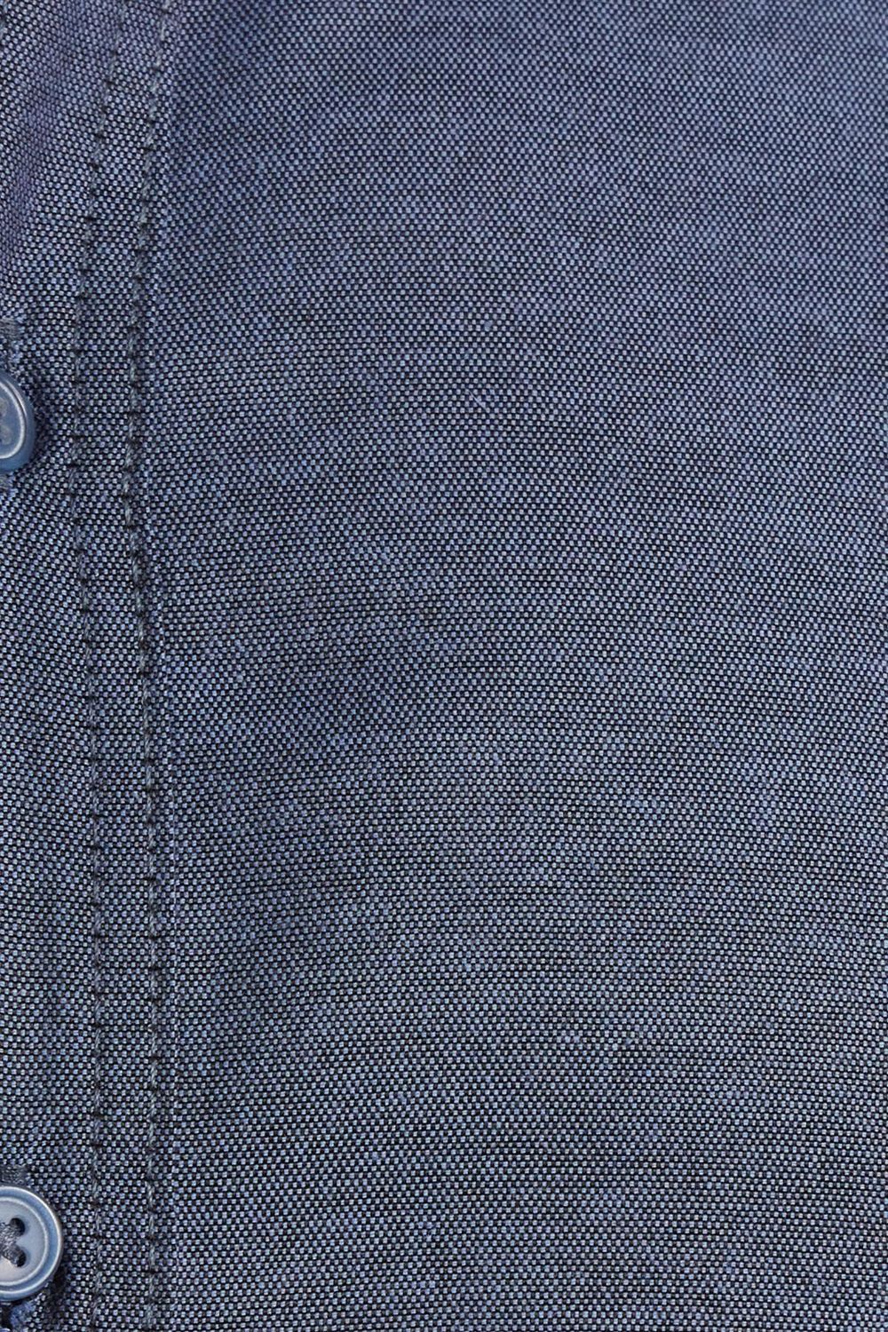 Erkek Slim Fit Dar Kesim Uzun Kollu Pamuklu Oxford Doku Kolay Ütülenebilir Mavi Düğmeli Yaka Gömlek