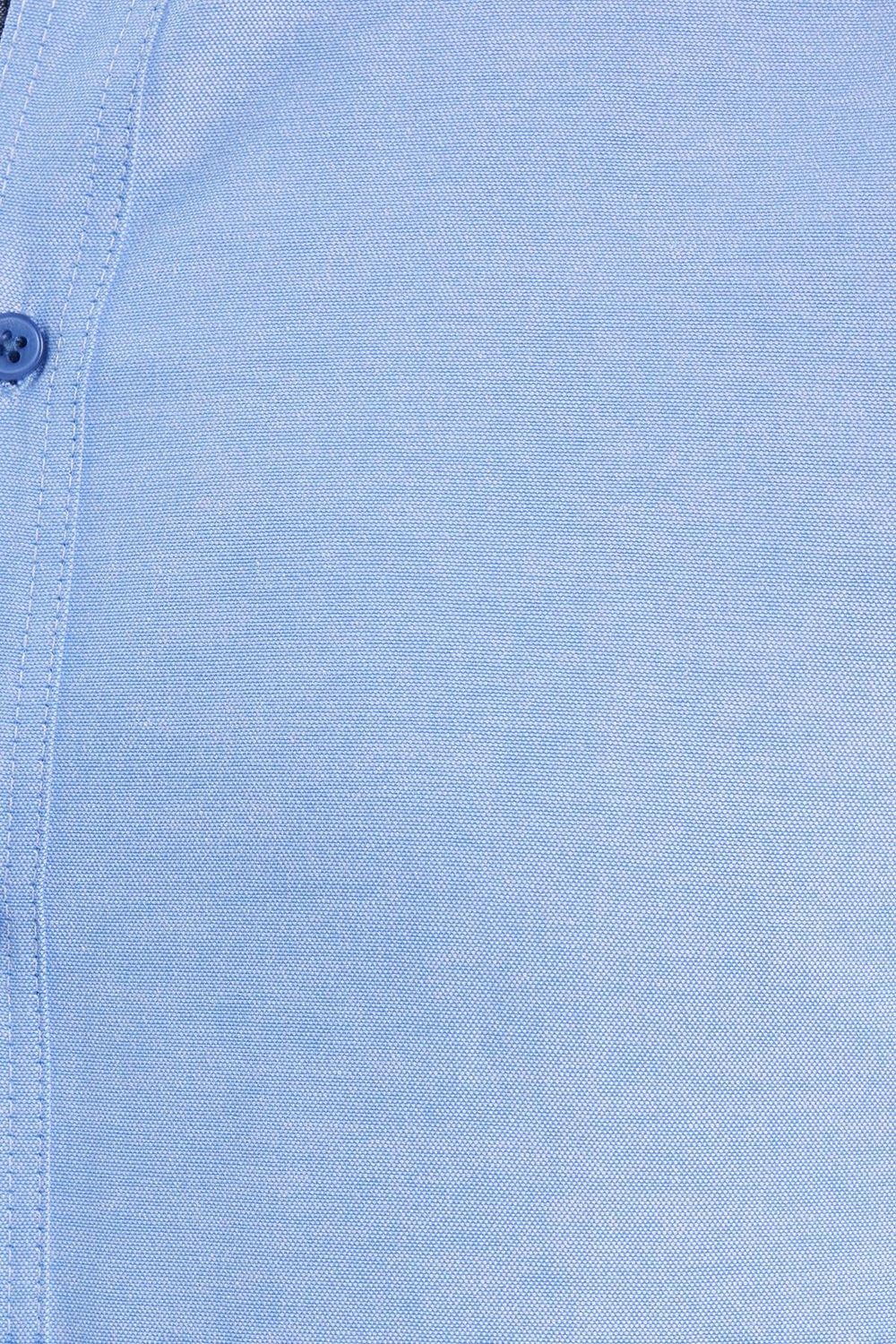 Erkek Slim Fit Dar Kesim Uzun Kollu Pamuklu Oxford Doku Kolay Ütülenebilir Mavi Düğmeli Yaka Gömlek
