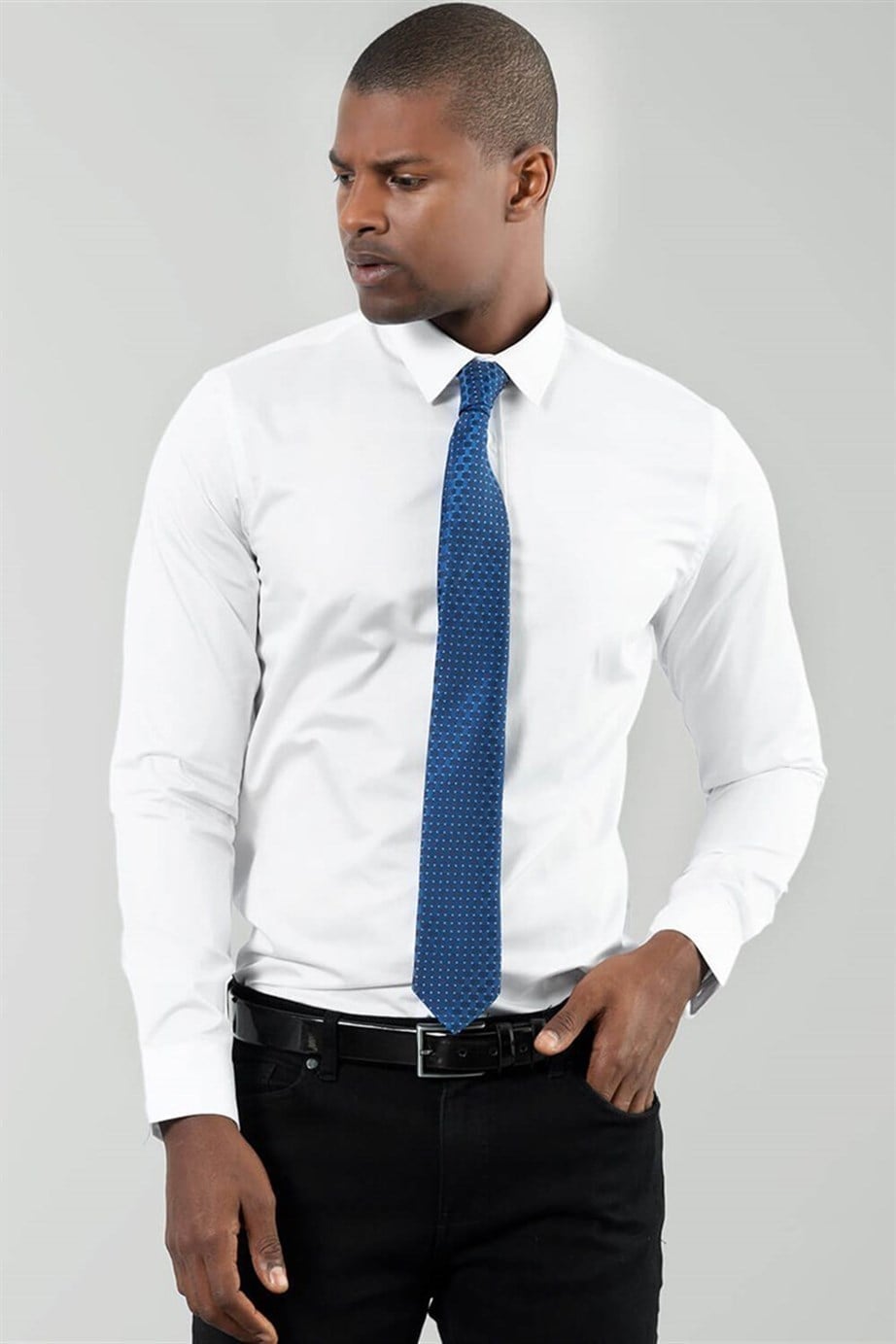 Slim Fit Uzun Kollu Düz İnce Pamuk Saten Erkek Beyaz Gömlek