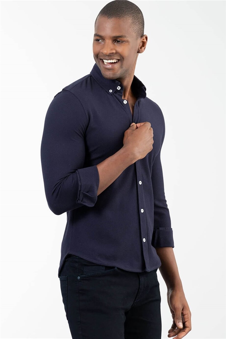 Slim Fit Dar Kesim Erkek Penye Gömlek