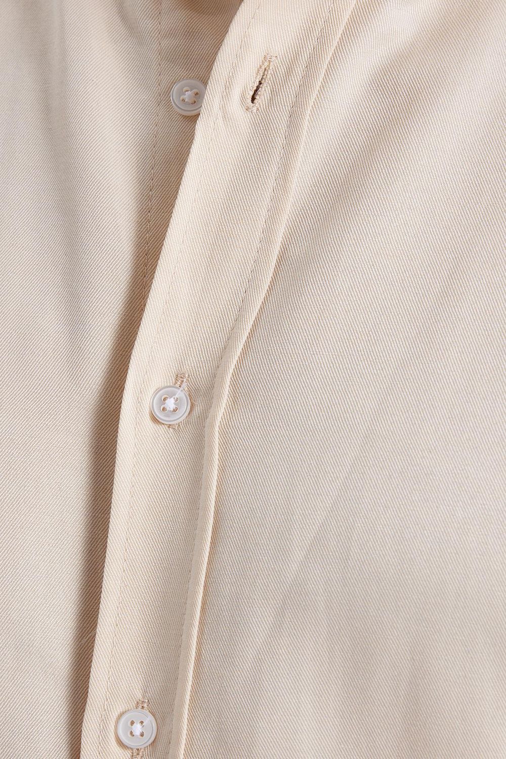 Erkek Slim Fit Dar Kesim Pamuklu Kolay Ütü Krem Düğmeli Yaka Gömlek