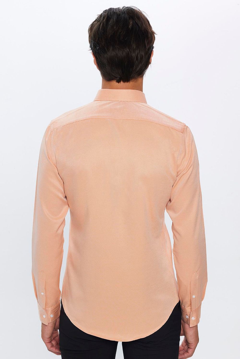 Slim Fit Düğmeli Yaka Pamuklu Kolay Ütü Düz Erkek Gömlek