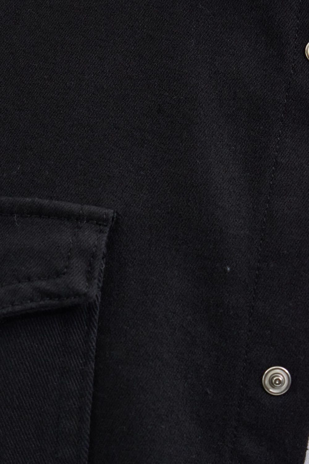 Slim Fit Uzun Kollu Dar Kesim Denim Kot Çift Cepli Spor Yaka Erkek Siyah Gömlek
