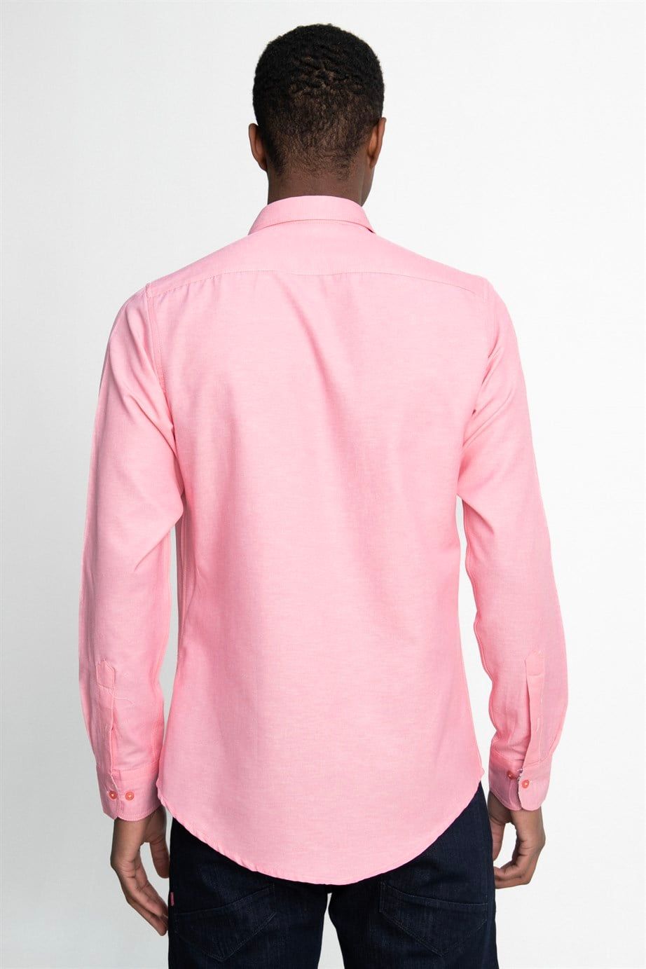 Slim Fit Dar Kesim Pamuklu Kolay Ütülenebilir Düz Erkek Gömlek