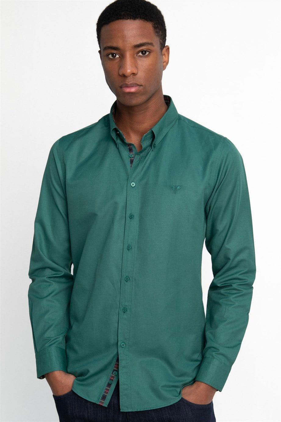 Slim Fit Dar Kesim Pamuklu Kolay Ütülenebilir Düz Erkek Gömlek