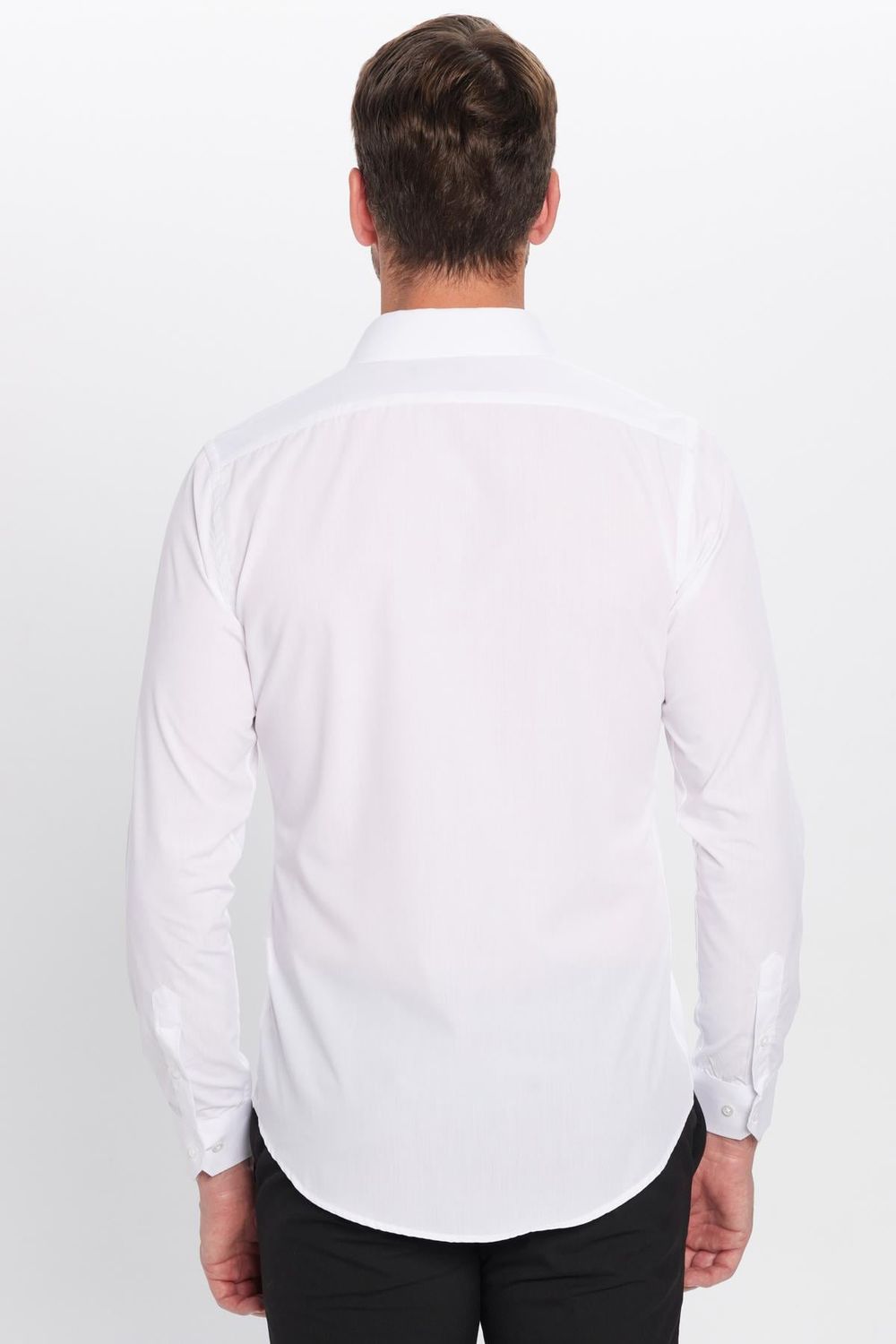 Slim Fit Uzun Kollu Pamuklu Kolay Ütü Erkek Beyaz Gömlek