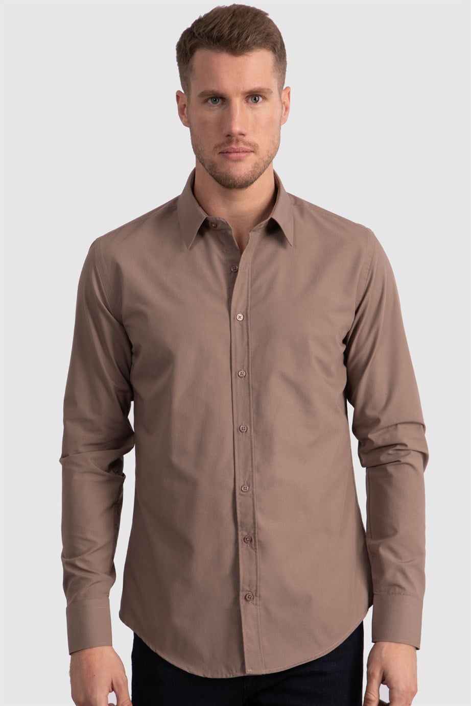 Slim Fit Dar Kesim Tery Cotton Erkek Gömlek