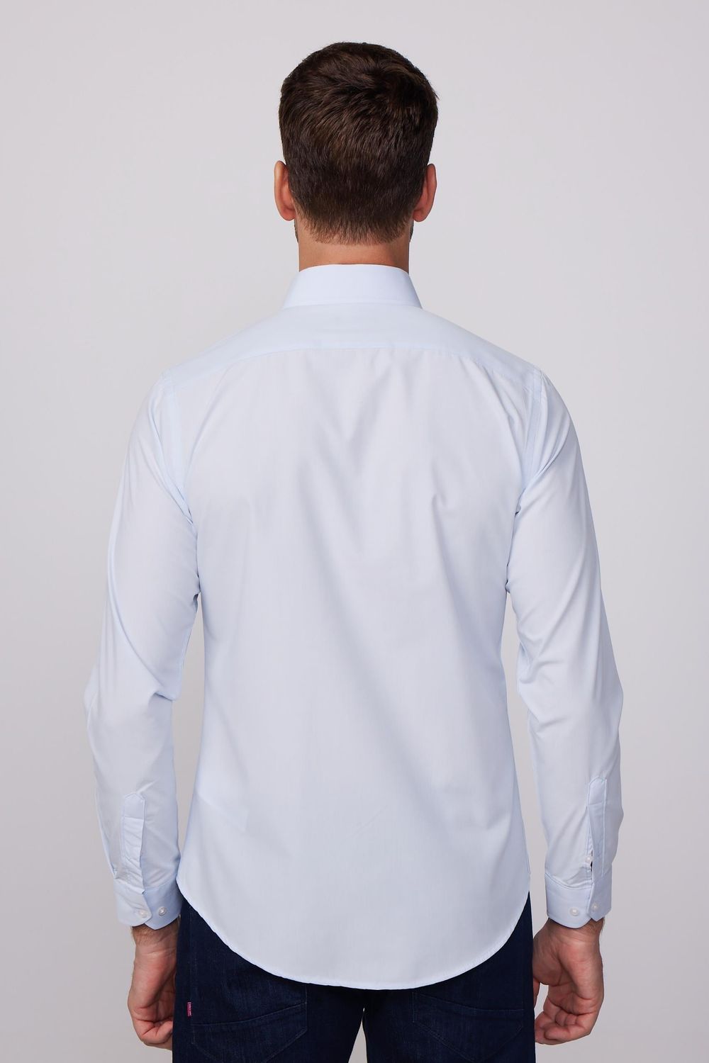 Slim Fit Pamuklu Kolay Ütü Mavi Erkek Gömlek