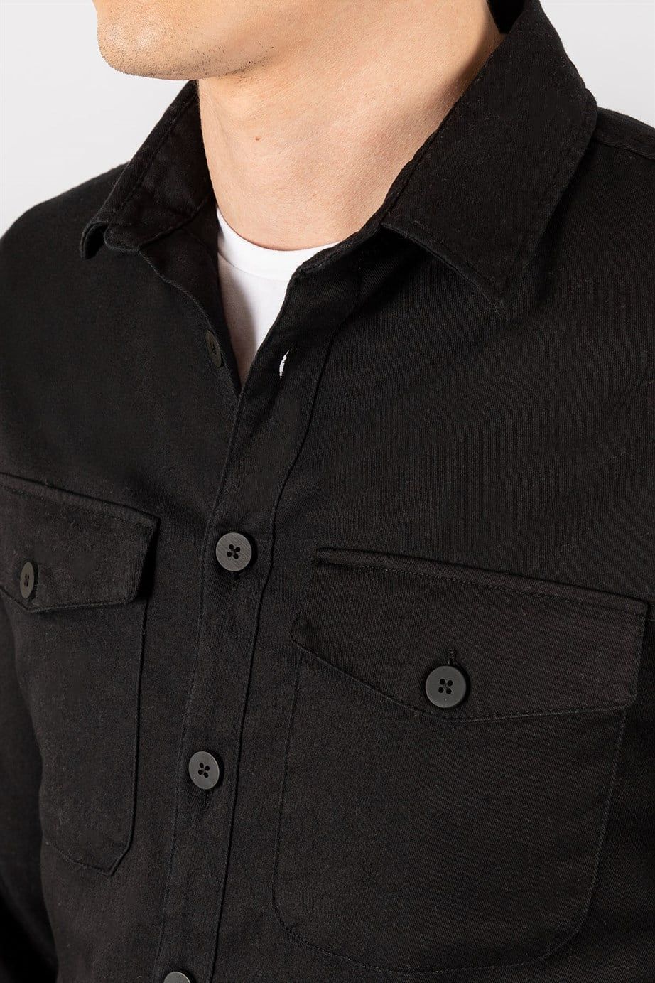 Slım Fit Düz Cepli Gabardin Erkek Gömlek