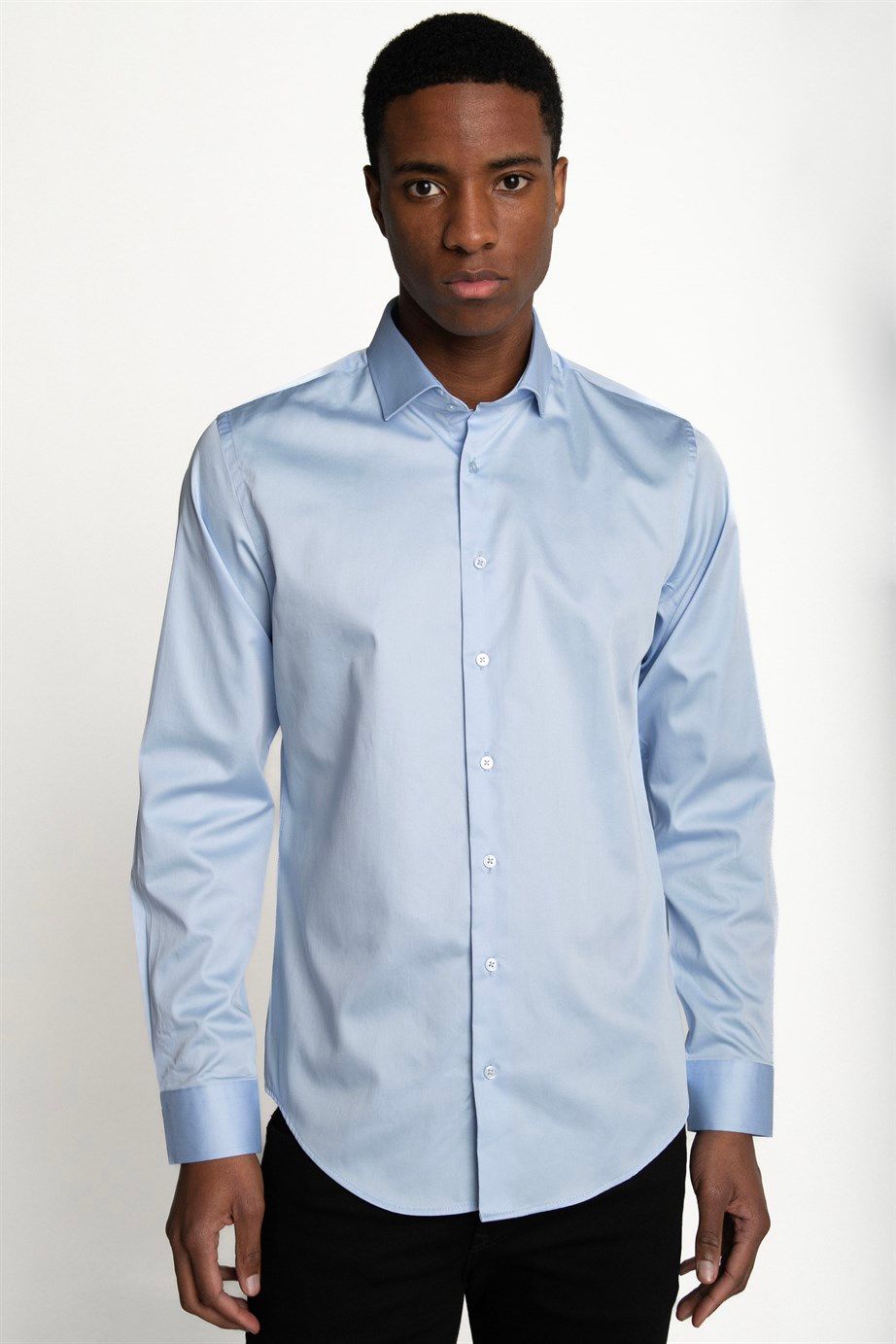 Slim Fit Koton Saten Premium Seri Erkek Gömlek