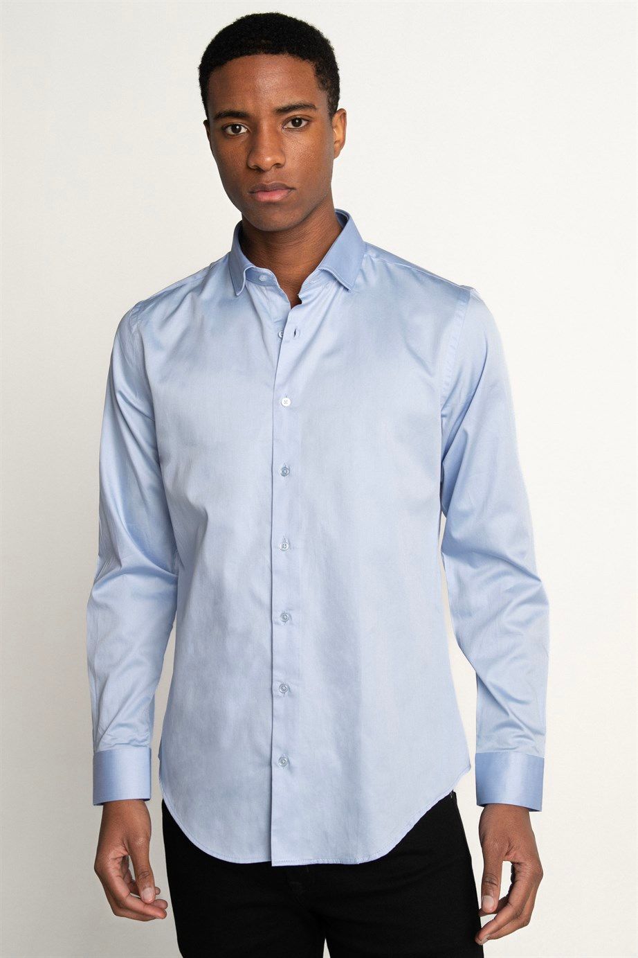 Slim Fit Koton Saten Premium Seri Erkek Gömlek