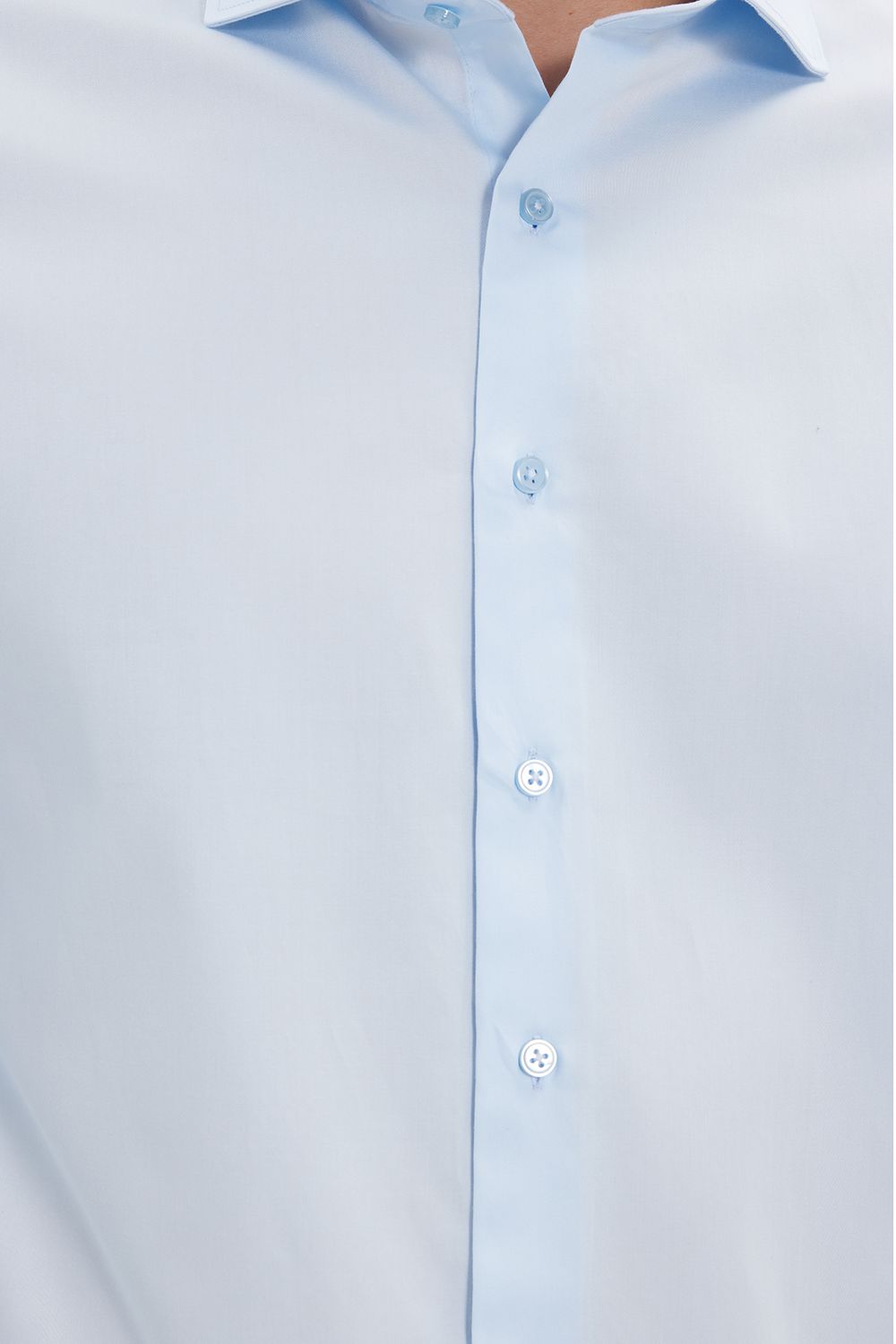 Erkek Slim Fit Dar Kesim %100 Pamuk Koton Saten Premium Seri Mavi Gömlek