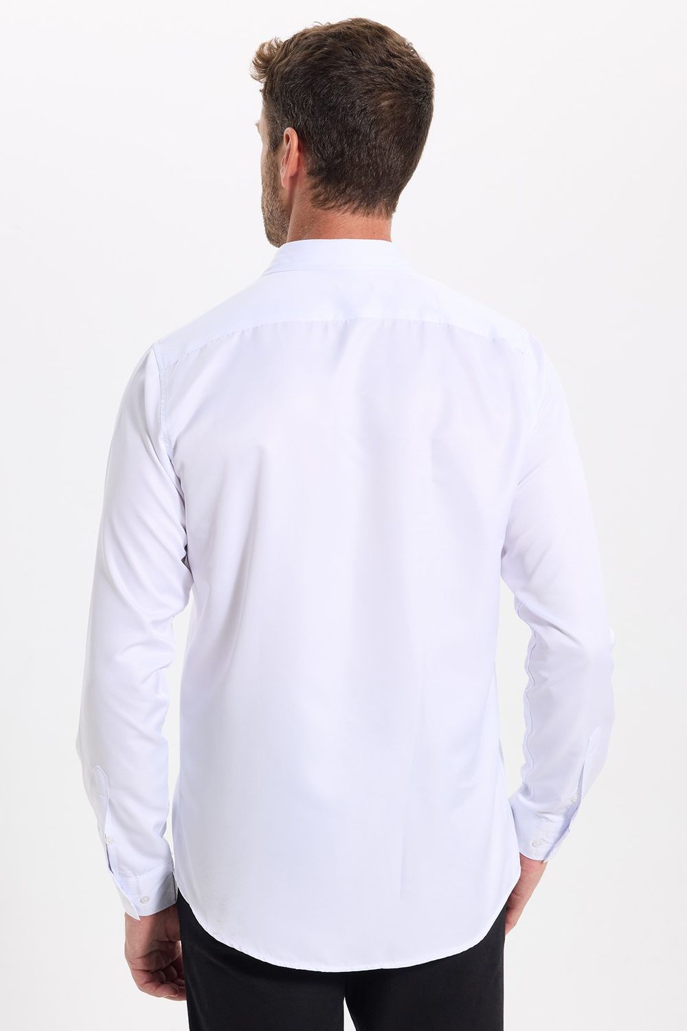 Slim Fit Kolay Ütülenebilir Ter Konforu Sağlayan Kravatlık Yaka Dört Mevsim Beyaz Erkek Gömlek