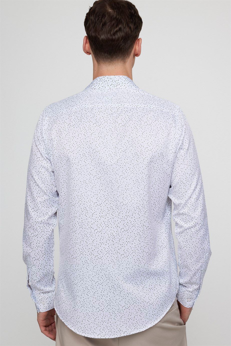 Slim Fit Pamuklu Kolay Ütü Desenli Erkek Gömlek
