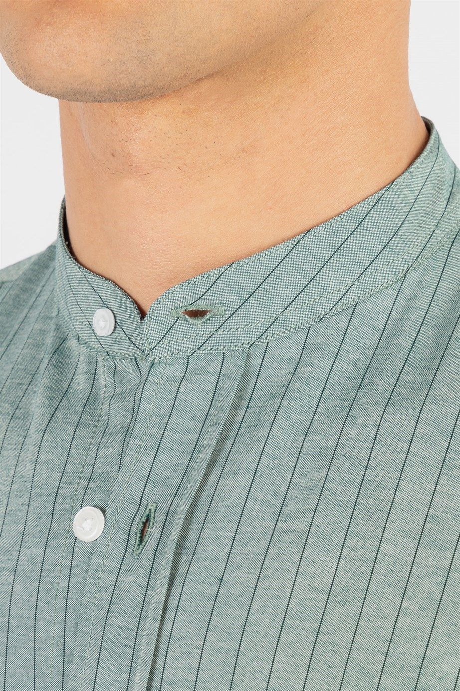 Slim Fit Uzun Kol Çizgili Hakim Yaka Erkek Gömlek