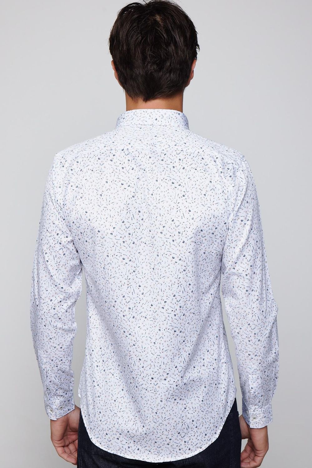 Slim Fit Dar Kesim Pamuklu Kolay Ütülenebilir Desenli Erkek Beyaz Gömlek