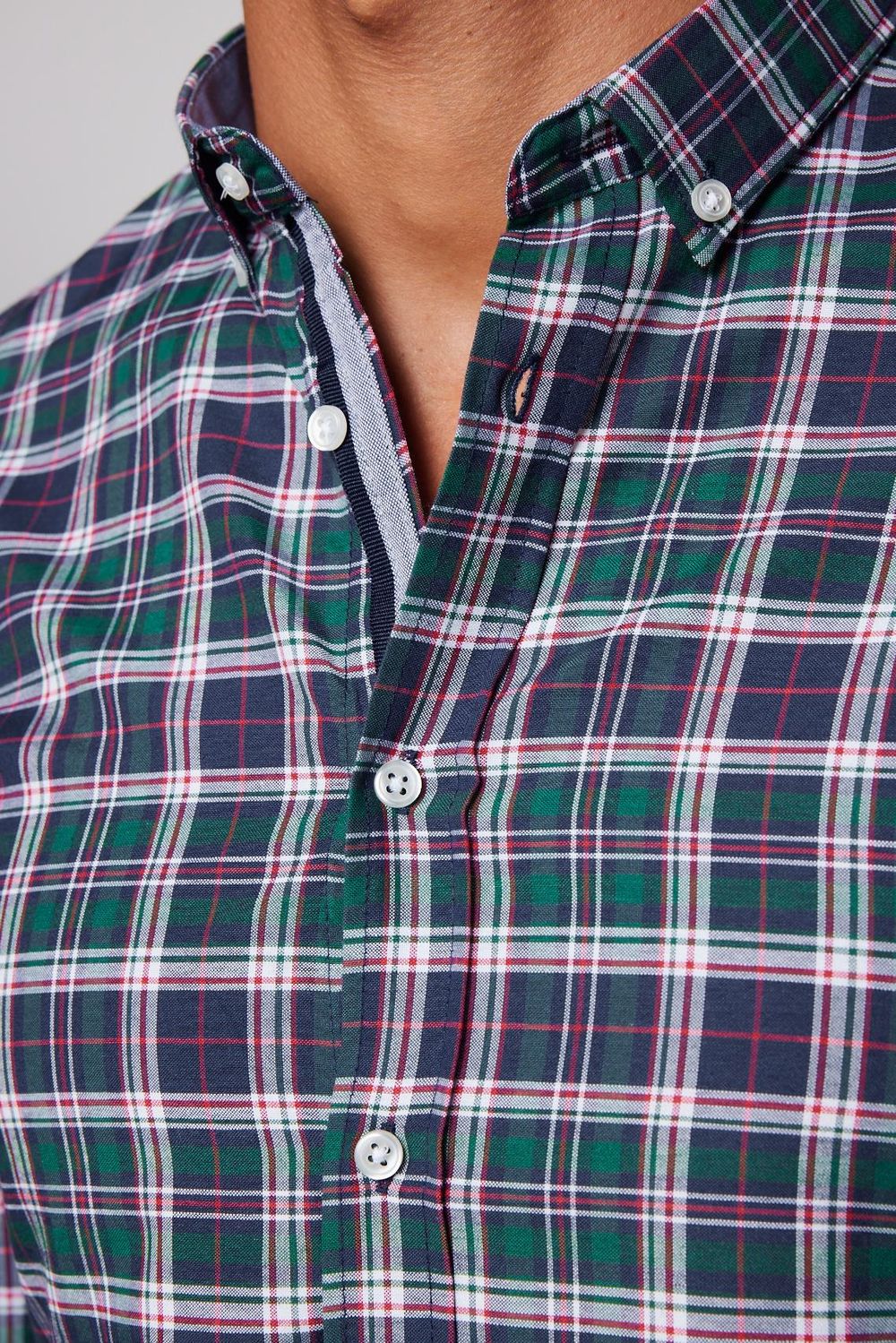 Slim Fit Kareli Pamuklu Kolay Ütü Erkek Gömlek