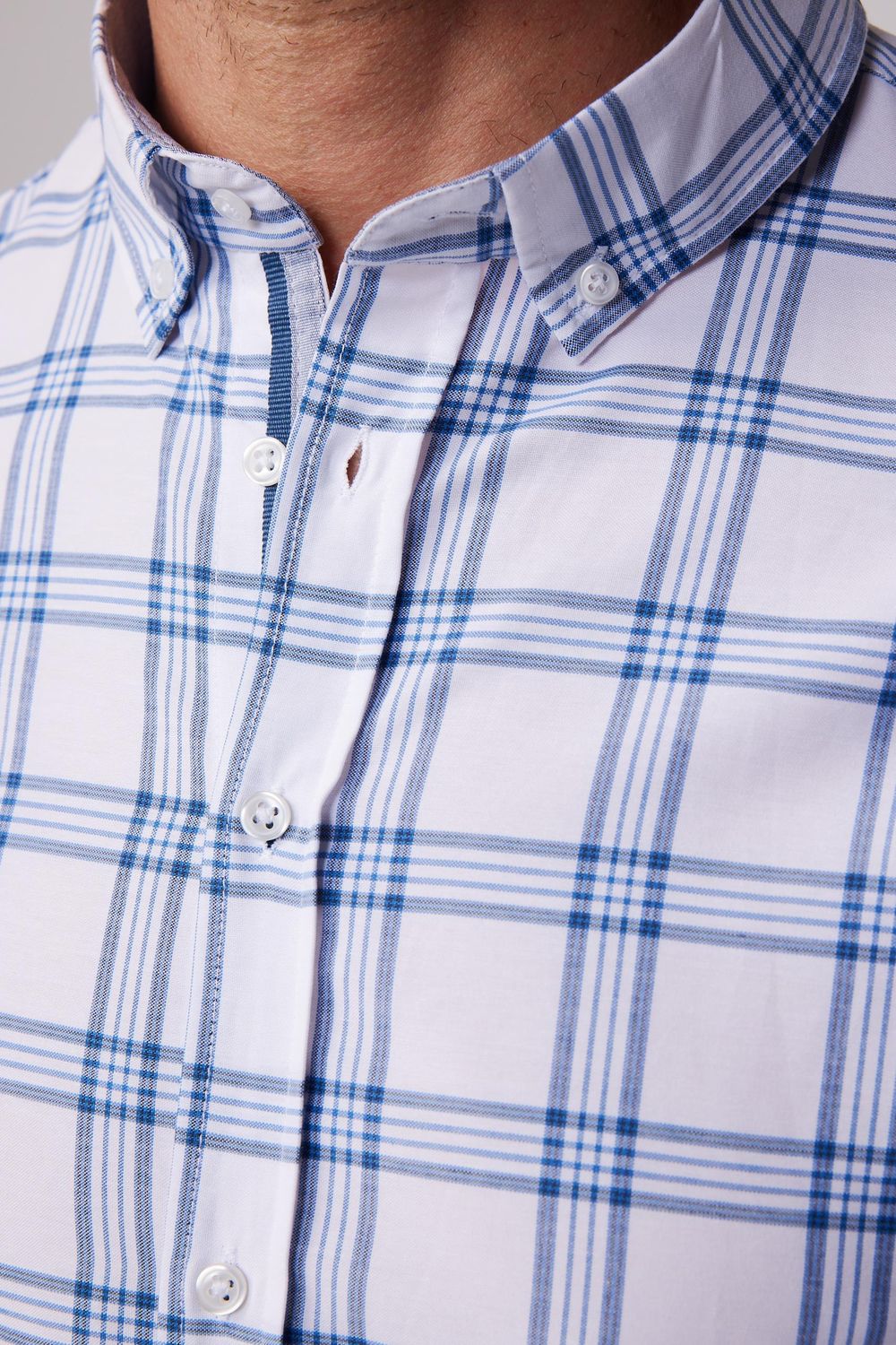 Slim Fit Kareli Pamuklu Kolay Ütü Erkek Gömlek