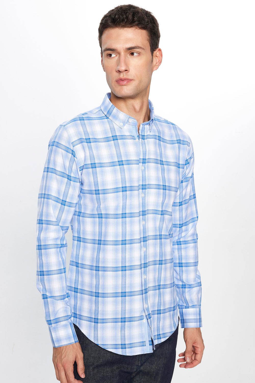 Erkek Slim Fit Dar Kesim Uzun Kollu Pamuklu Kolay Ütü Gömlek
