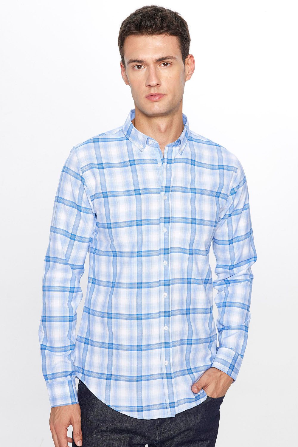 Erkek Slim Fit Dar Kesim Uzun Kollu Pamuklu Kolay Ütü Gömlek