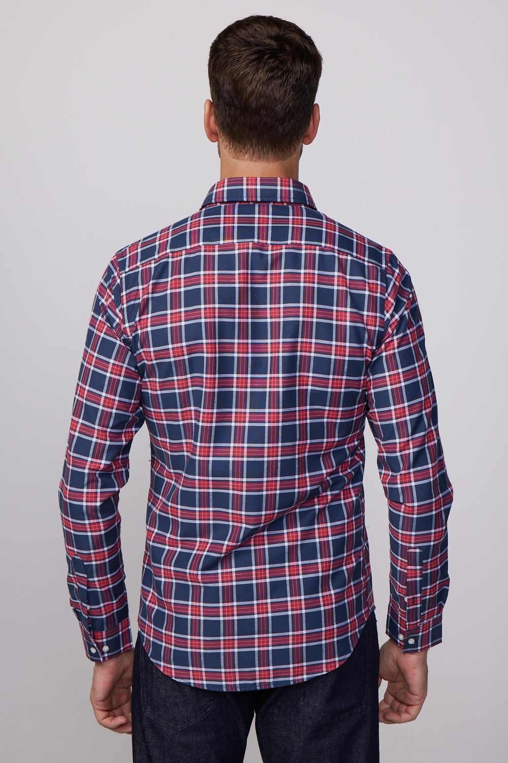 Slim Fit Kareli Pamuklu Kolay Ütü Erkek Gömlek